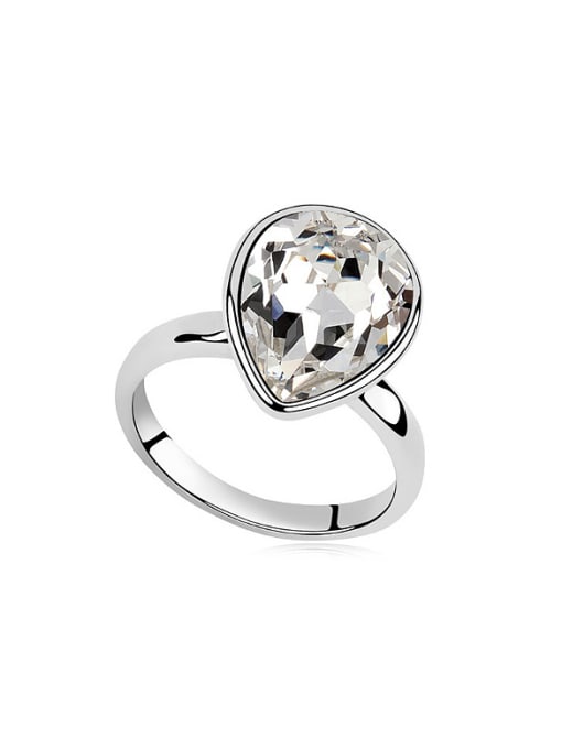 QIANZI Simple Water Drop austrian Crystal Alloy Ring