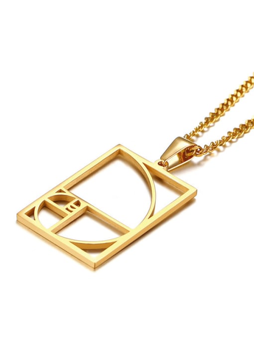 CONG Stainless Steel With Gold Plated Simplistic Smooth Hollow Geometric Necklaces 2