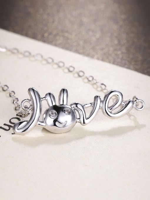 One Silver Personalized Love Little Bunny 925 Silver Necklace 2