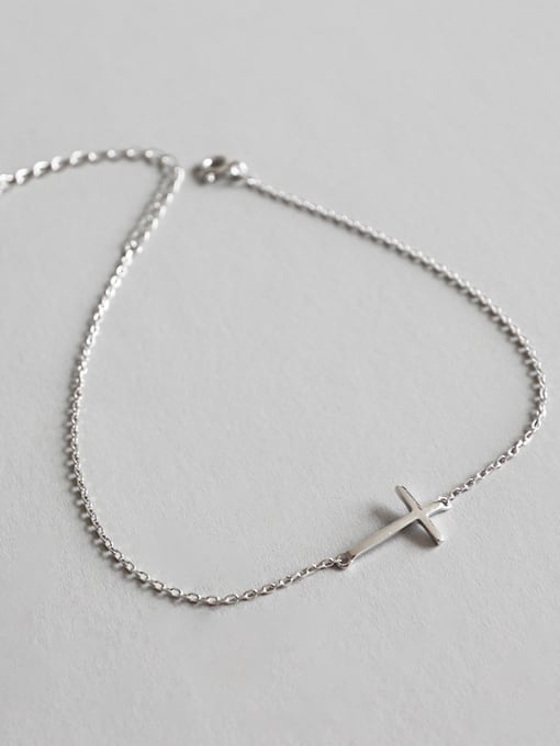DAKA 925 Sterling Silver With White Gold Plated Classic Cross Bracelets