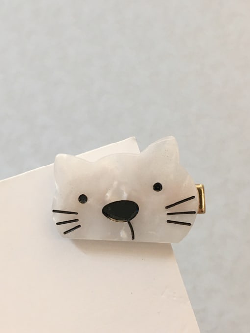 Kitten - white Alloy With Cellulose Acetate Cute Cat Barrettes & Clips