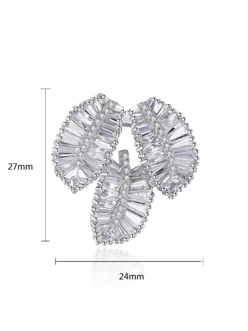 BLING SU Copper With 3A cubic zirconia Delicate Leaf Stud Earrings 3