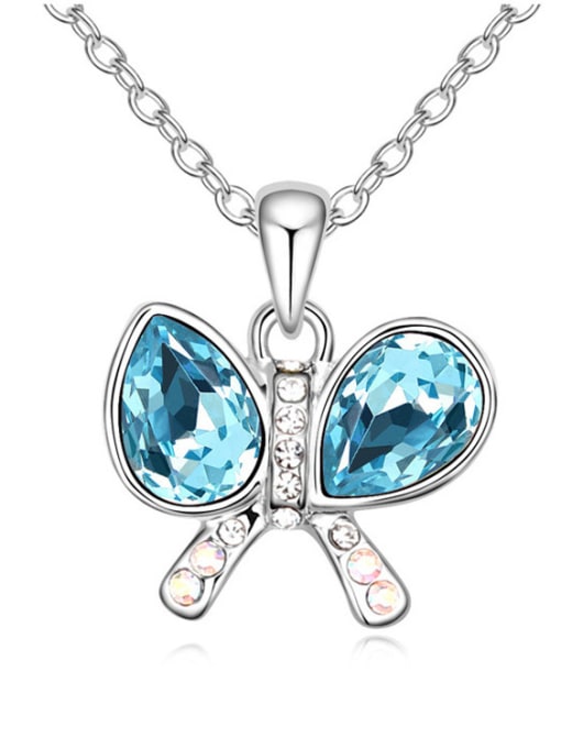 blue austrian Elements Crystal Necklace Jiaoutiancheng bow crystal pendant Pendant with Zi