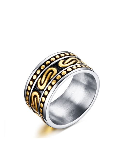 CONG Men Delicate Double Color Design Geometric Titanium Ring