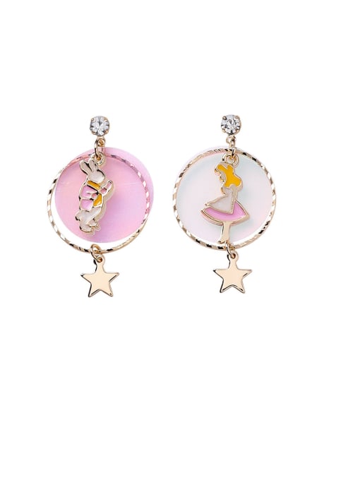 Girlhood Alloy With Rose Gold Plated Cartoon Sea Star  Drop Earrings