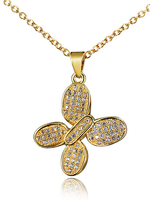 Gold Exquisite 18K Gold Plated Butterfly Shaped Zircon Necklace
