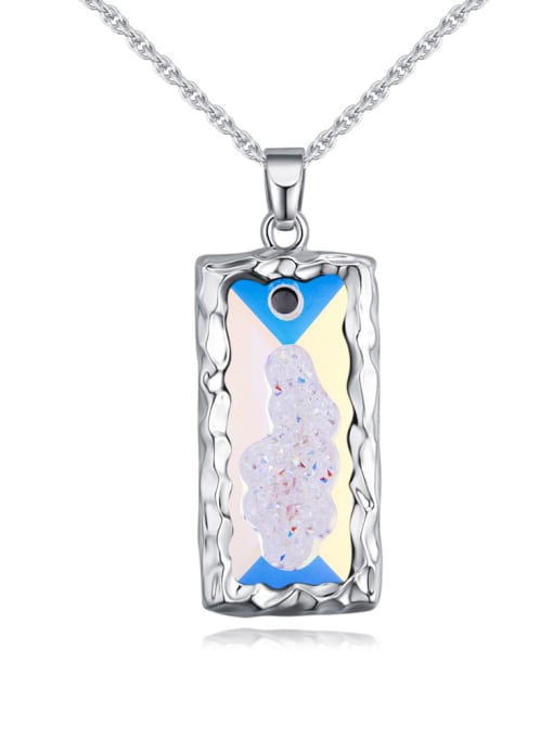 1 Personalized austrian Crystal Rectangular Pendant Alloy Necklace