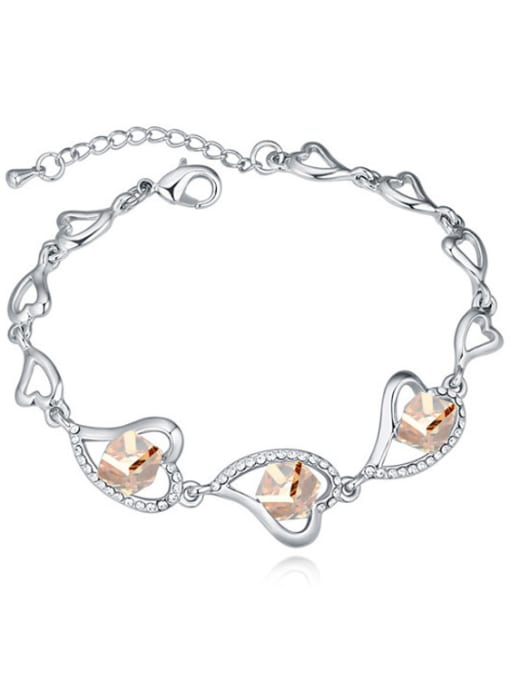 QIANZI Exquisite Hollow Hearts Cubic austrian Crystals Alloy Bracelet 4