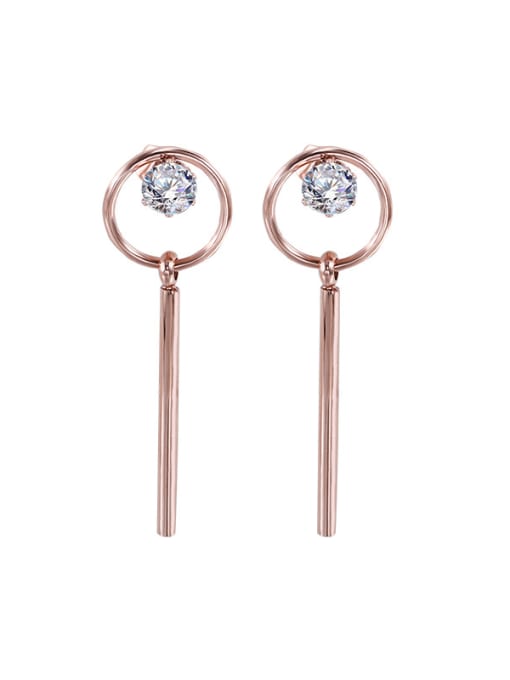 OUXI Simple Style Hypoallergenic Titanium Steel 18K Rose Gold drop earring 0