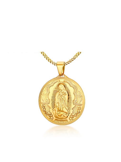 CONG Luxury Gold Plated Round Shaped Stainless Steel Pendant 0