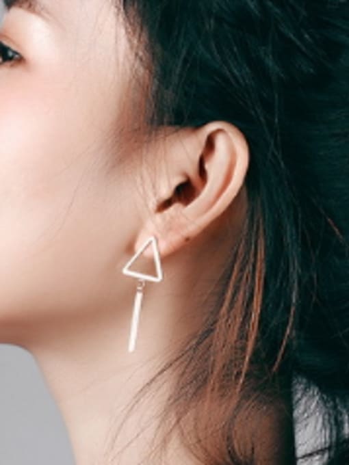Open Sky Simple Hollow Triangle Rose Gold Plated Titanium Stud Earrings 2