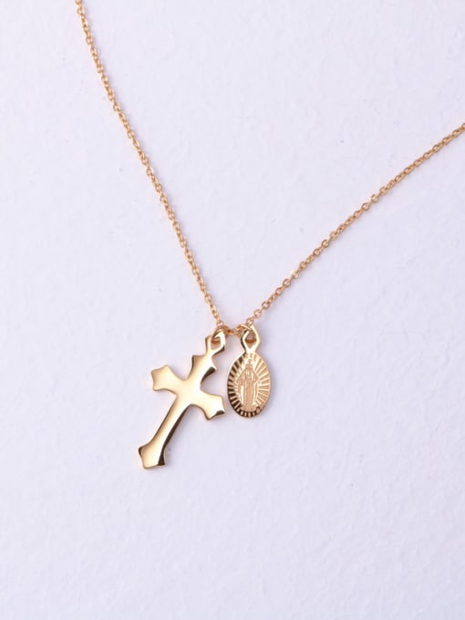 GROSE Titanium With Rose Gold Plated Simplistic Cross Necklaces 0