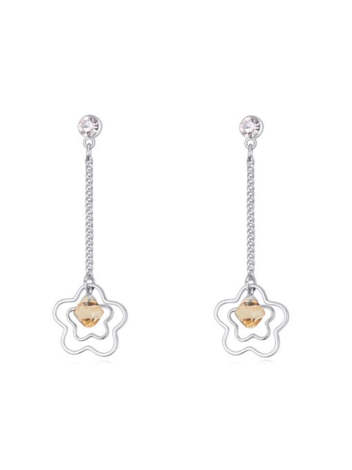 QIANZI Fashion Hollow Flowers Little austrian Crystals Drop Earrings