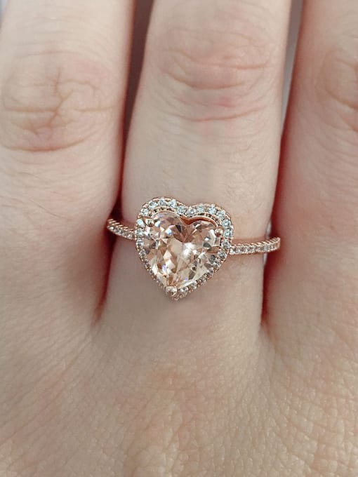 MATCH Copper With  Cubic Zirconia Simplistic Heart Band Rings 2
