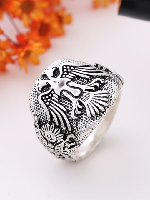 Wei Jia Punk style Double Eagle Antique Silver Plated Alloy Ring 2