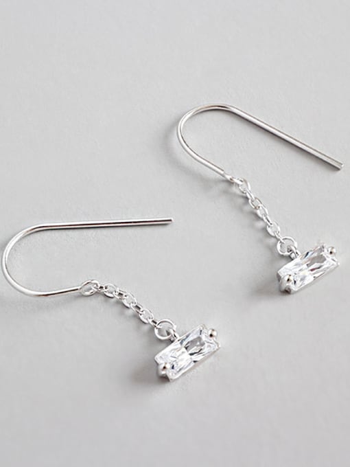 DAKA Sterling silver simple hand-stitched zircon earrings 0
