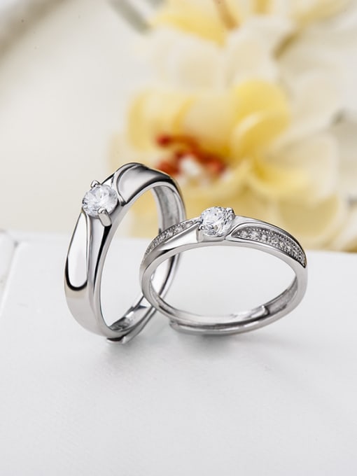 Dan 925 Sterling Silver With Cubic Zirconia  Simplistic Hearts and arrows loves  Free Size Rings 2