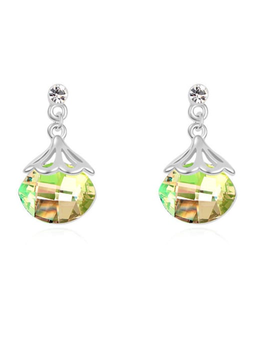 green Simple Oval austrian Crystals Alloy Earrings