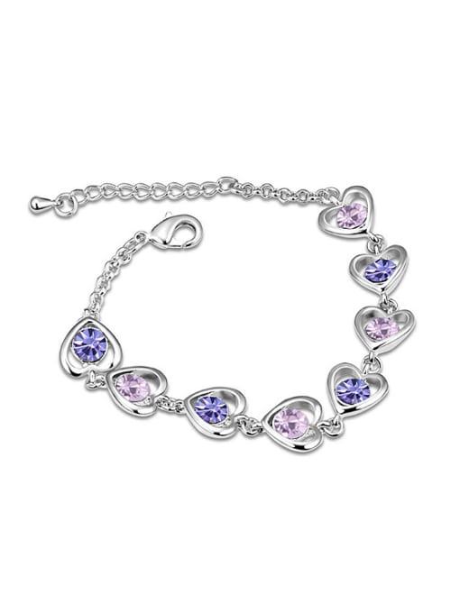 purple Fashion Oval austrian Crystals Heart Alloy Bracelet