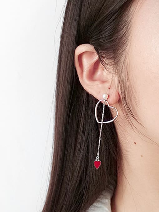 DAKA Personalized Asymmetrical Heart shaped Silver Stud Earrings 1