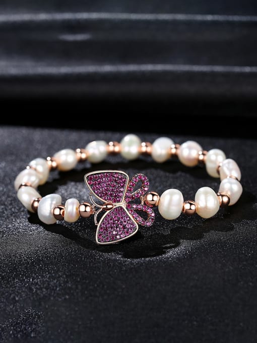 BLING SU Copper With Gold Plated Fashion Butterfly Anniversary Bracelets 0