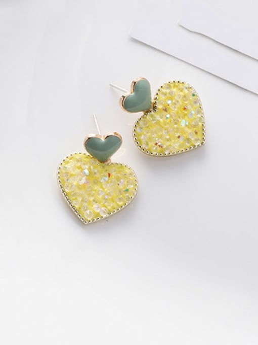 C Orange Alloy With Imitation Gold Plated Simplistic Heart Stud Earrings