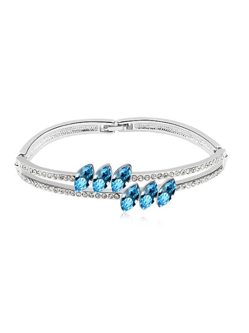 blue Simple Two-band Marquise austrian Crystals Bracelet
