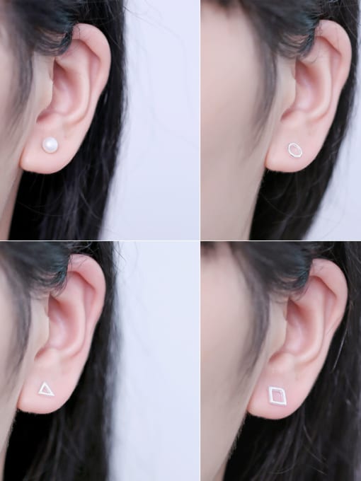 Peng Yuan Hollow Mini-geometrical shaped stud Earring 1