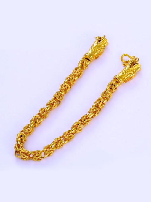 XP Copper Alloy 24K Gold Plated Classical Dragon Head Men Bracelet 1