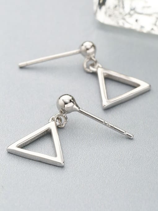 One Silver Women Triangle Shaped Drop Earrings 2