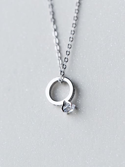 Rosh S925 silver mini ring shape zircon necklace 0