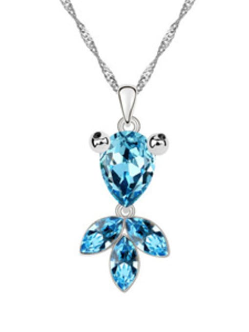 blue Personalized Little Golden Fish austrian Crystals Pendant Alloy Necklace