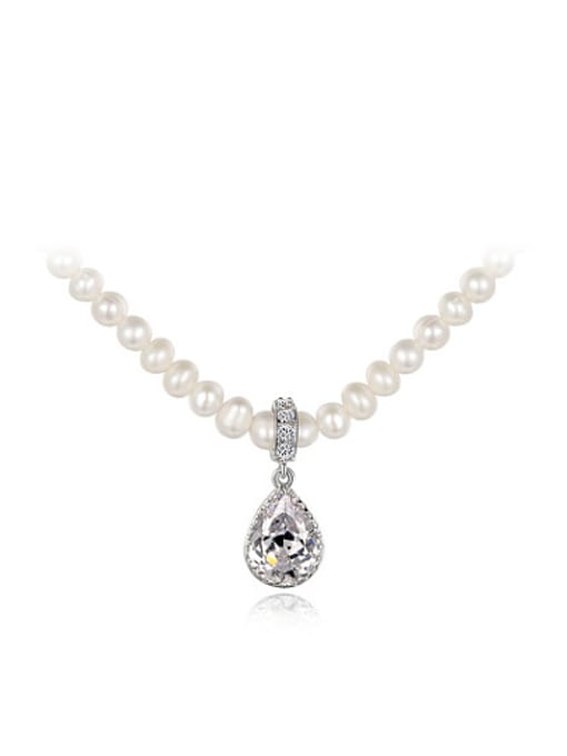 Platinum Creative Water Drop Shaped Artificial Pearl Necklace