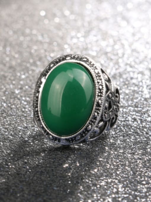 Gujin Retro style Hollow Oval Resin stone Alloy Ring 2