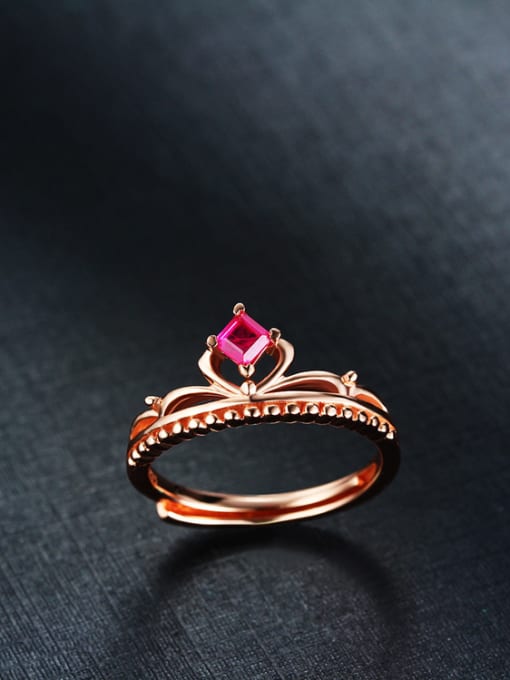 Deli Rose Gold Plated Ruby Crown Ring 1