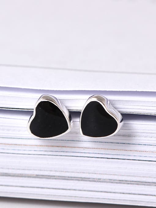 SILVER MI Lovely Geometric Shaped Enamel stud Earring 1