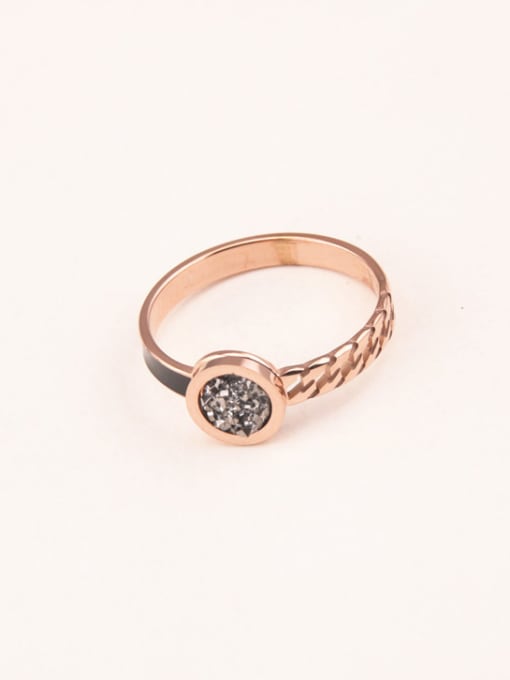 GROSE Black Stones Personal Rose Gold Plated Ring