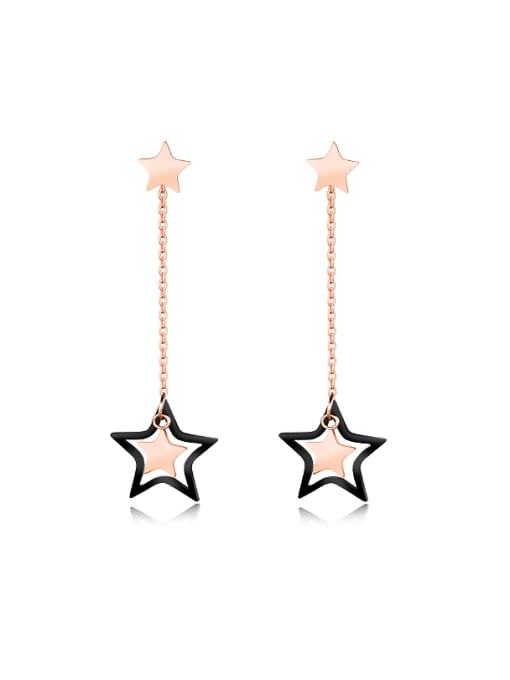 Open Sky Fashion Star Rose Gold Plated Titanium Drop Earrings 0