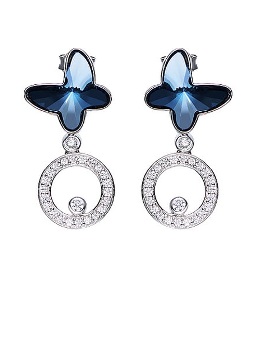 BLUE S925 Silver Butterfly-shaped drop earring