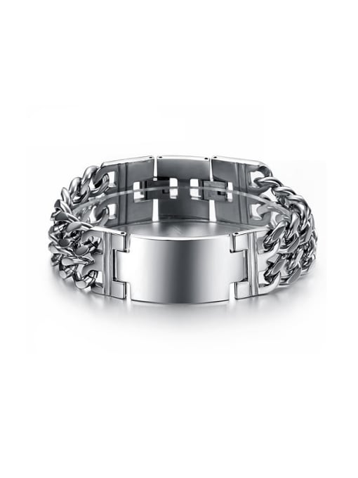 Open Sky Personalized Simple Two-band Titanium Smooth Bracelet 0