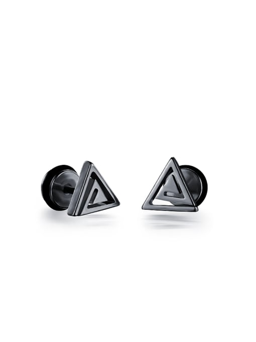 black Simple Tiny Triangle Titanium Stud Earrings