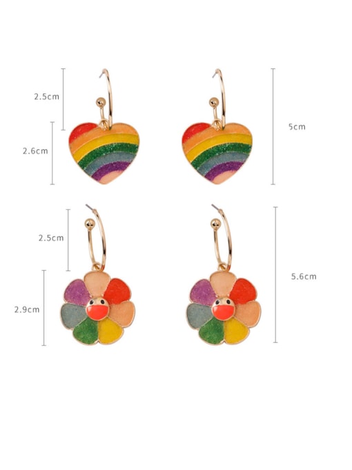 Girlhood Alloy With Rose Gold Plated Fashion Rainbow Heart Shaped Flower  Drop Earrings 4