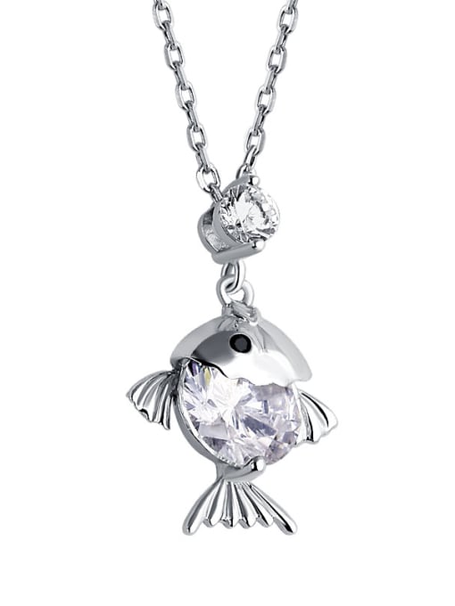 Dan 925 Sterling Silver With  Cubic Zirconia Personality goldfish Necklaces 0