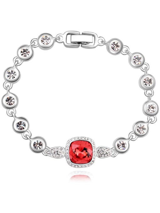 Red Fashion Cubic Square austrian Crystals Alloy Bracelet