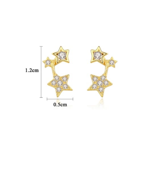CCUI 925 Sterling Silver With Gold Plated Simplistic Star Stud Earrings 2