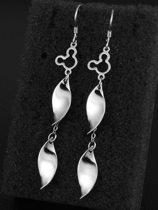 SANTIAGO Simple Tiny Mickey Mouse Leaves 925 Sterling Silver Drop Earrings 1