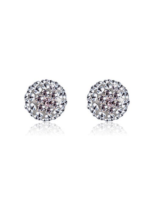 Ronaldo Women Elegant Ball Shaped Rhinestone Stud Earrings 0