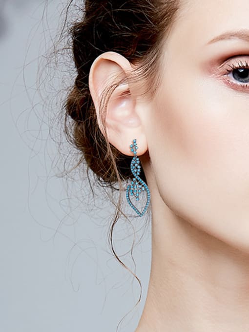 CEIDAI Retro style Tiny Turquoise Stones Hollow Copper Stud Earrings 1