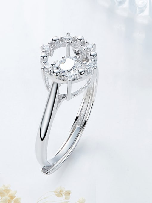 CEIDAI Fashion 925 Silver Shiny Cubic Rotational Zircon Ring 3