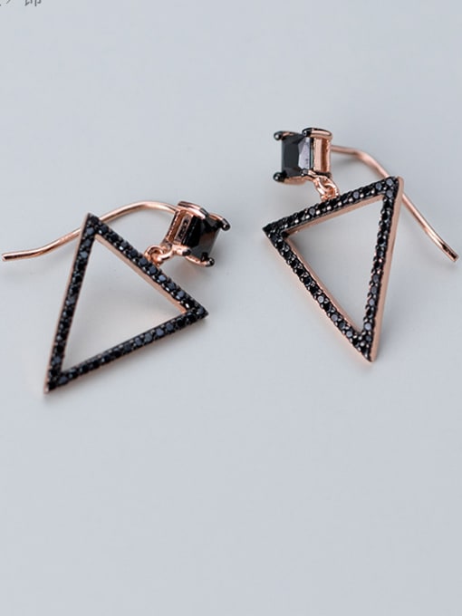 Rosh 925 Sterling Silver With Rose Gold Plated Personality Triangle Hook Earrings 0